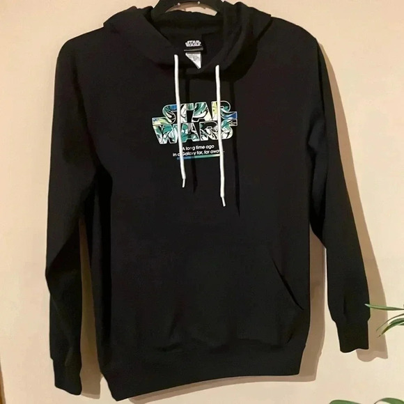 Star Wars Tops - Star Wars Episode IV Hoodie Black Front & Back Graphics Kangaroo Pocket Adult S